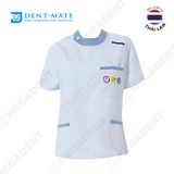  Gown With Short Sleeves - Áo phụ tá tay ngắn cổ trụ, cút cài bên - Túi 1 cái 