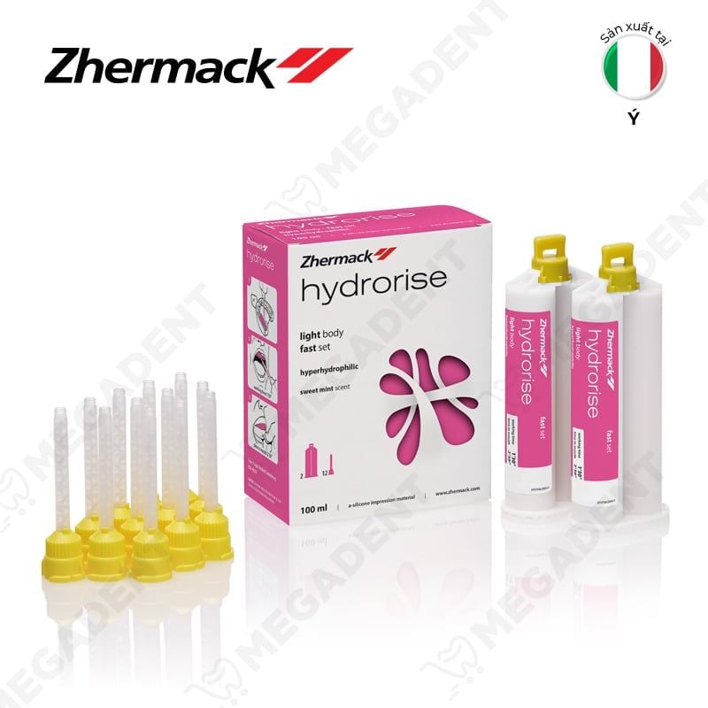  Hydrorise Light Body Fast Ctr - Cao su lỏng nhanh đông, dùng súng - Hộp 2x50ml - 12 mix tips 