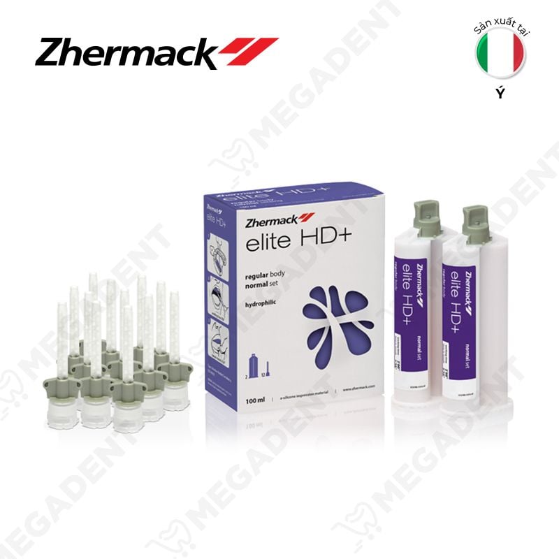  Elite HD+ Regular Catridge - Cao su trung bình dùng súng - Hộp 2x50ml - 12 mix tips 