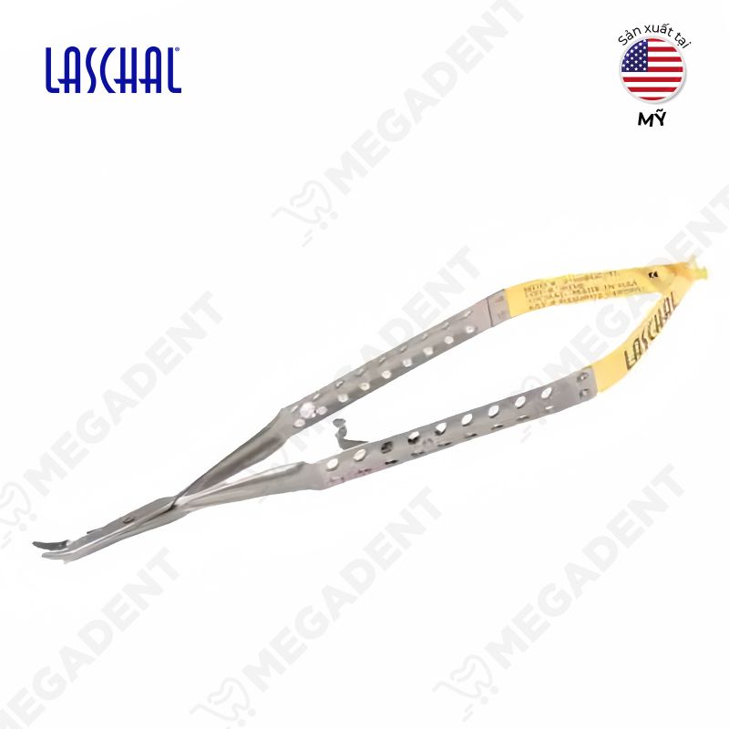  Universal Cutting-Edge Needle Holder with Suture Cutter Thumlok Carbide Round Handle Curved Tips - Kẹp Kim - Hộp 1 cái 