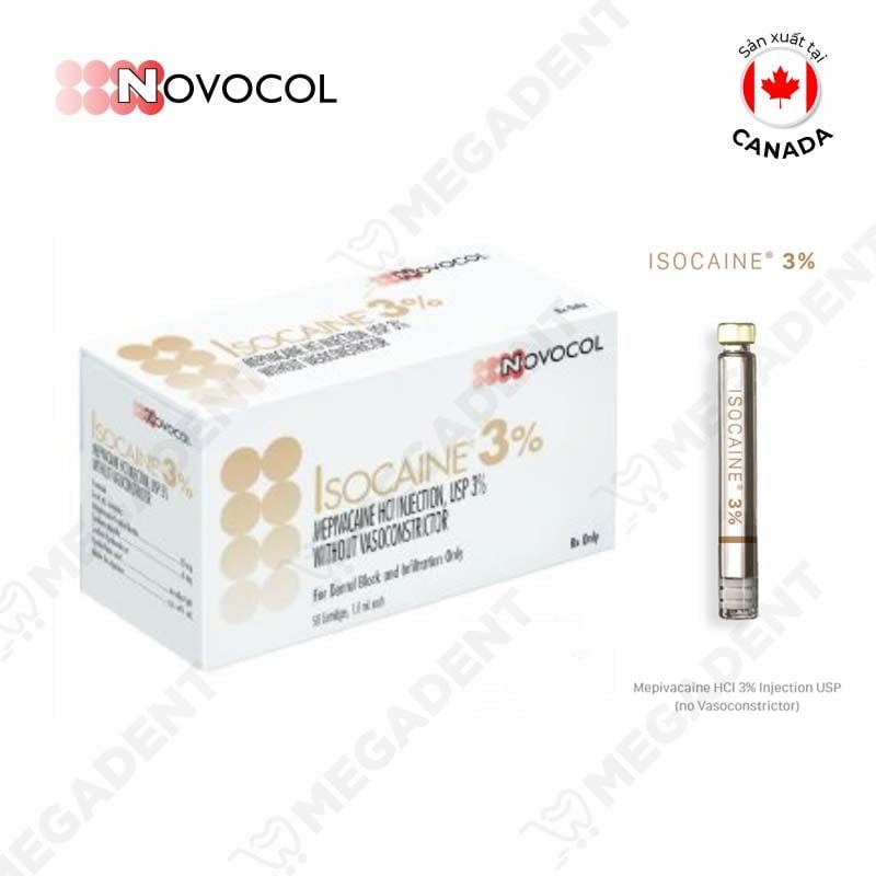  Isocaine® 3% - Thuốc tê nha khoa Mepivacaine hydroclorid 54mg - Vỉ 10 ống 