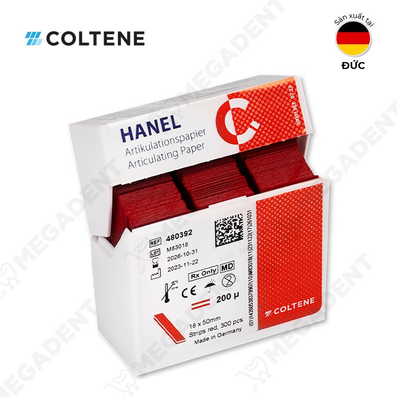  Hanel Articulating Paper 200µ (18x50mm) Red - Giấy cắn chữ I cho labo - Hộp 300 tờ 