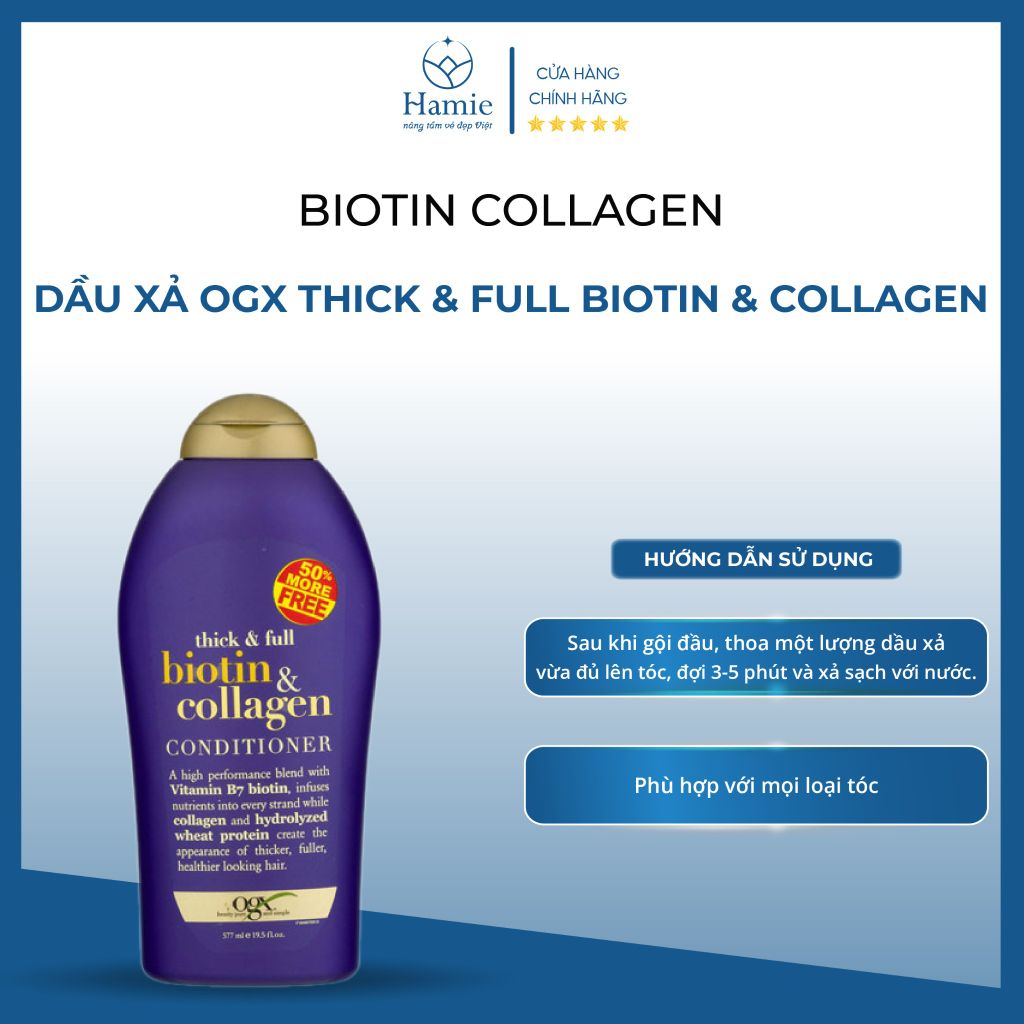 Dầu Xả Biotin Tím OGX Thick & Full 577ml Mỹ
