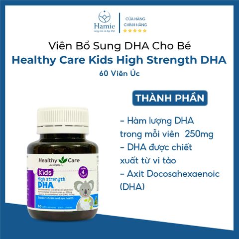 Viên Bổ Sung DHA Cho Bé Healthy Care Kids High Strength DHA 60 Viên Úc