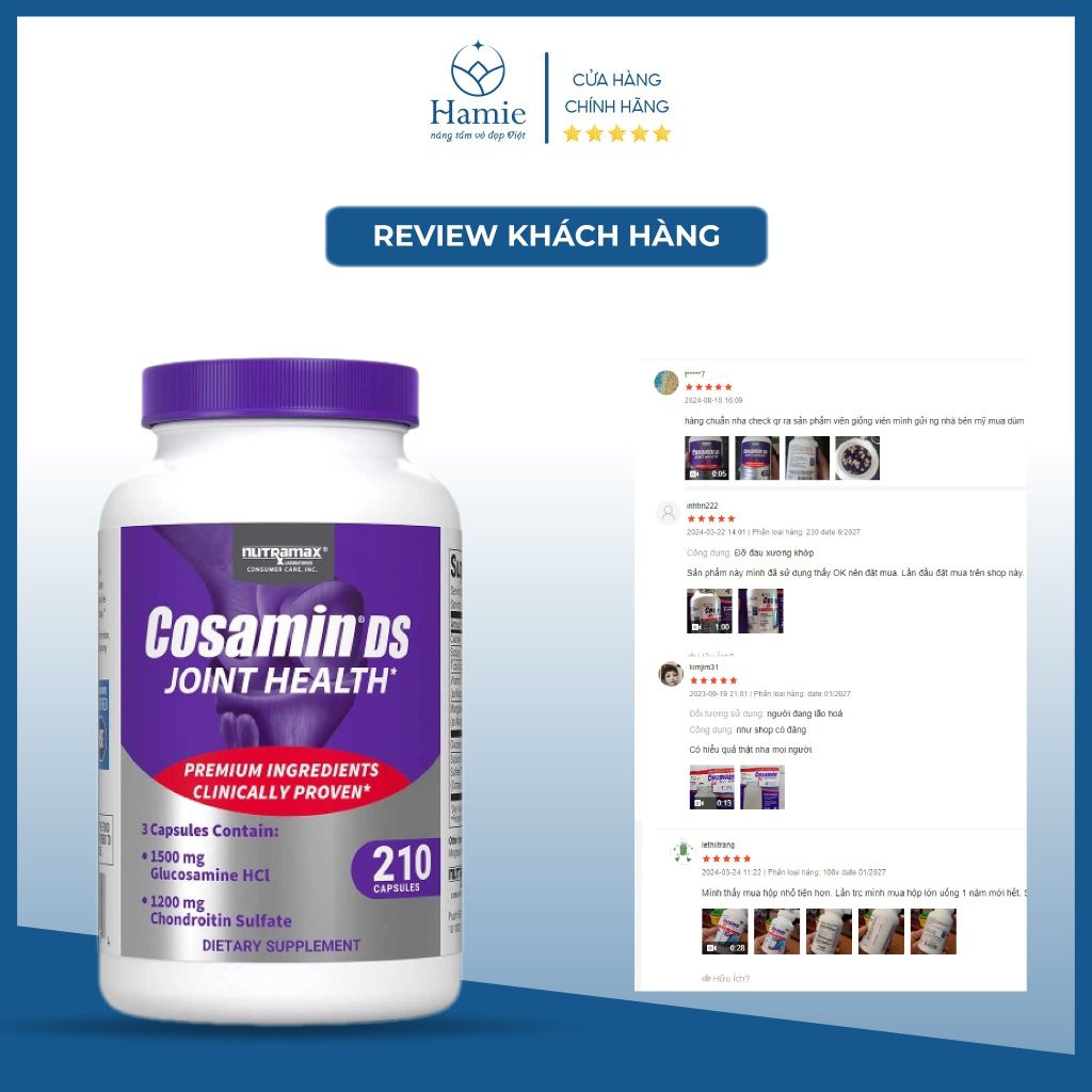 Bổ Khớp Cosamin DS With Glucosamine & Chondroitin Nutramax 210 Viên Mỹ