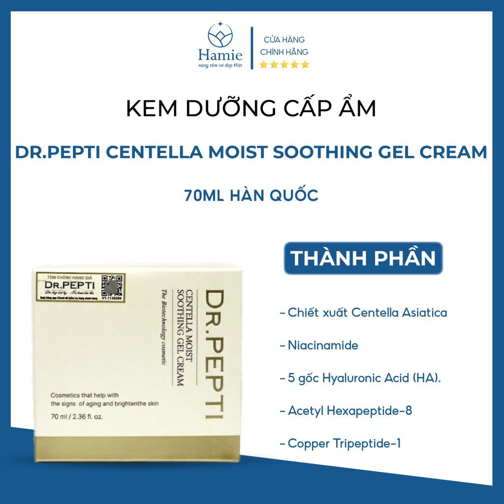Dr.Pepti Kem Dưỡng Cấp Ẩm Centella Moist Soothing Gel Cream 70ml Hàn Quốc