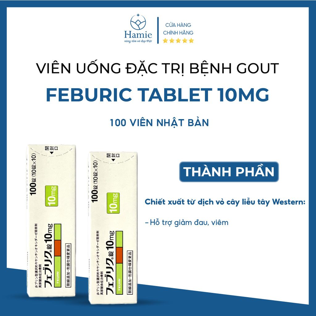 Viên Uống Hỗ Trợ Gout Teijin Pharmacy Feburic Tablet 10mg 100 Viên Nhật Bản