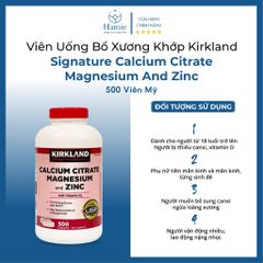 Viên Uống Calcium Magnesium Zinc 500 Viên Kirkland Mỹ