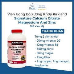 Viên Uống Calcium Magnesium Zinc 500 Viên Kirkland Mỹ