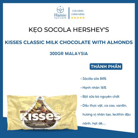 Kẹo Socola Hershey's Kisses Classic Milk 300gr Malaysia