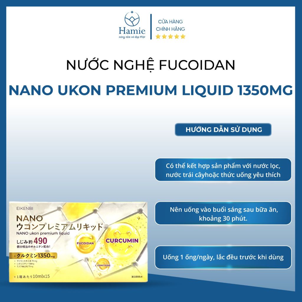 Nano Fucoidan Gold Nước Uống Nghệ Liquid Eikenbi 1350mg Nhật Bản