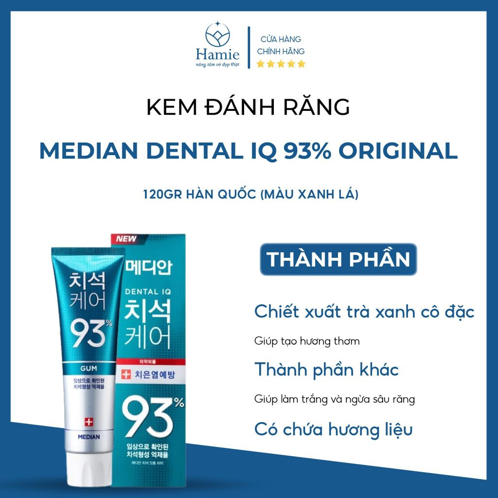 Kem Đánh Răng 93 Median Trắng Răng Dental IQ 120gr Hàn Quốc