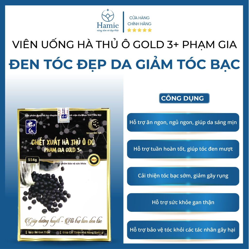 Viên Uống Tóc Bạc Hà Thủ Ô Đỏ Đen Tóc Đẹp Da 554gr Việt Nam