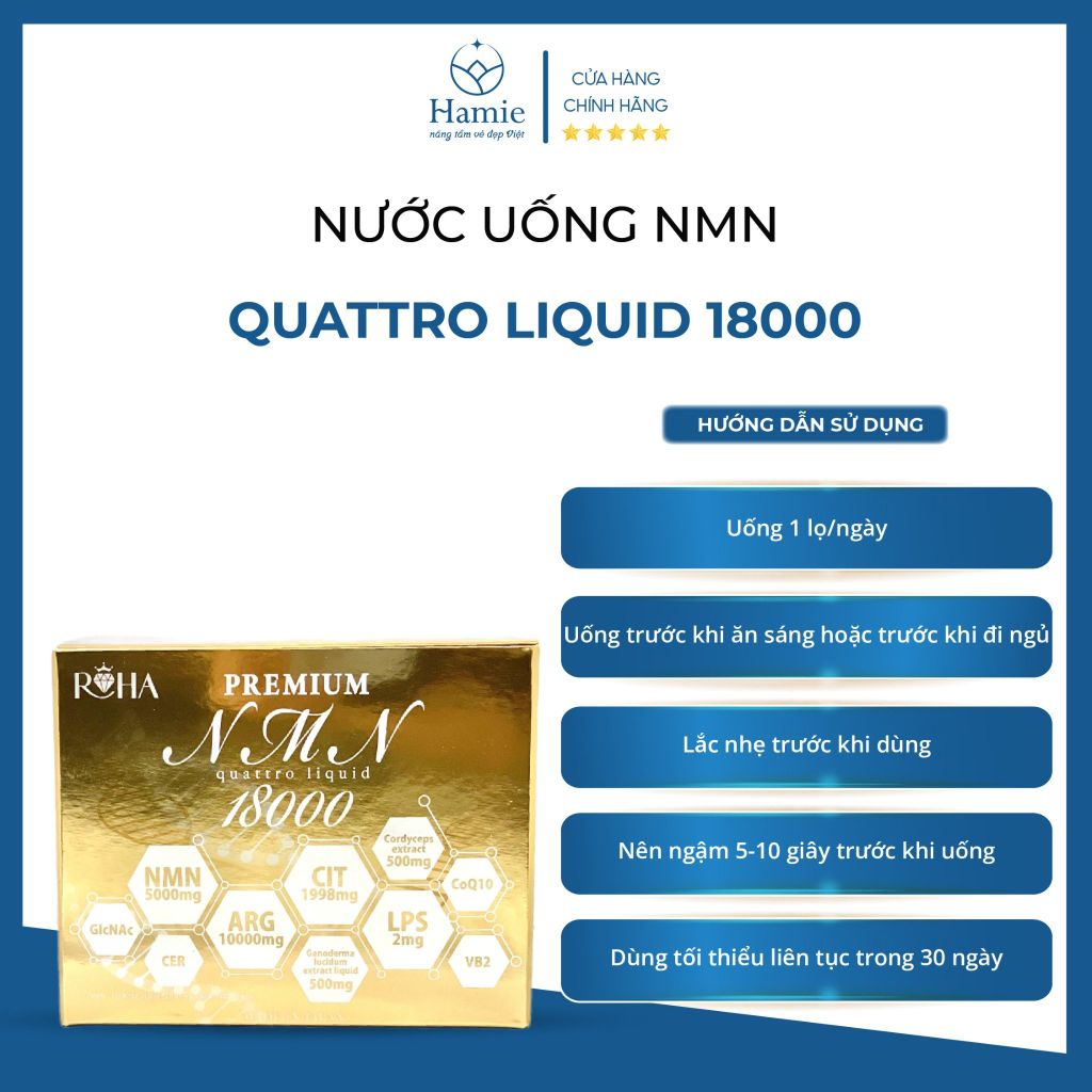 NMN dạng nước Quattro Liquid 18000 30ml x 10 Lọ Nhật Bản