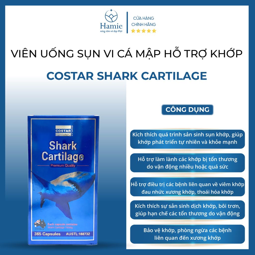 Viên Uống Sụn Vi Hỗ Trợ Khớp Costar Shark Cartilage 365 Viên Úc