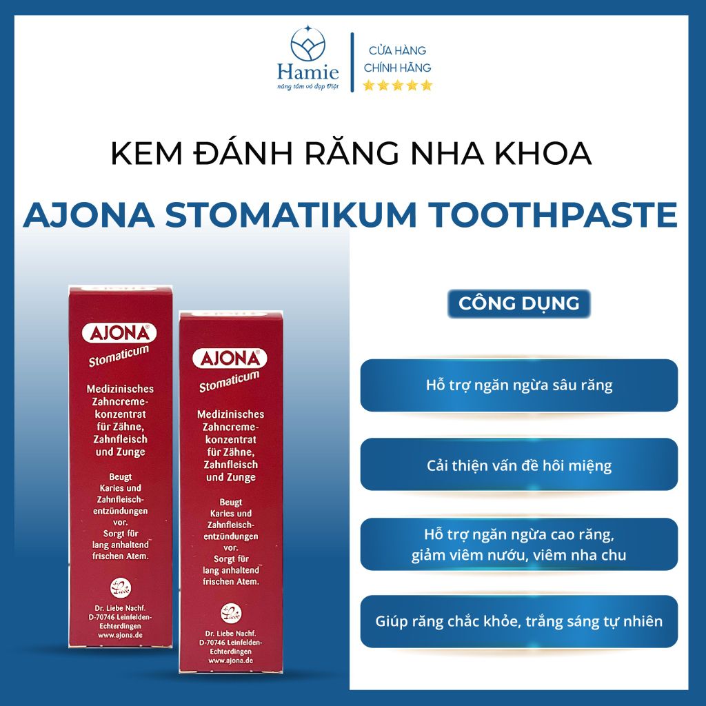 Ajona Kem Đánh Răng Giúp làm sạch cao răng, trắng răng Đức 25ml