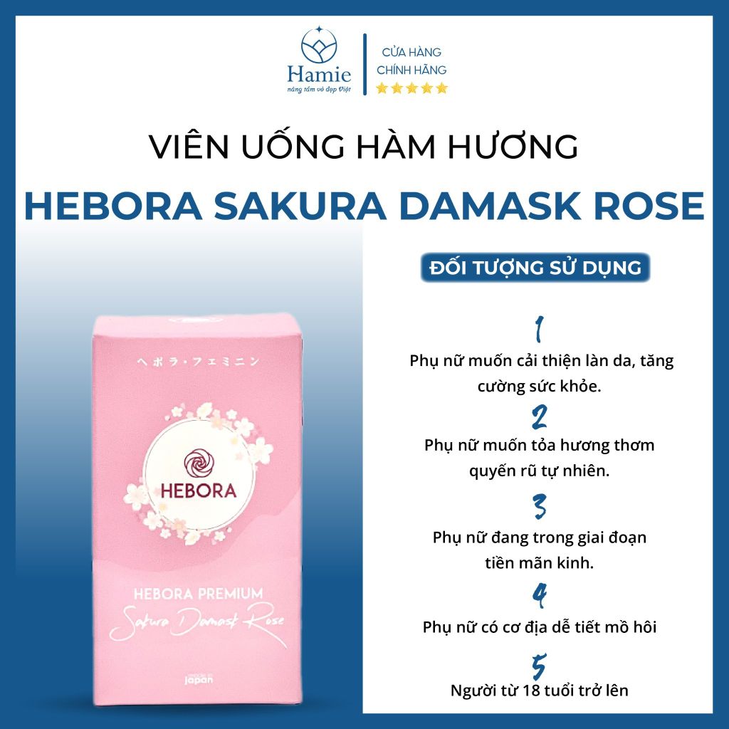 Viên Uống Thơm Hebora Sakura Damask Rose 60 Viên Nhật Bản