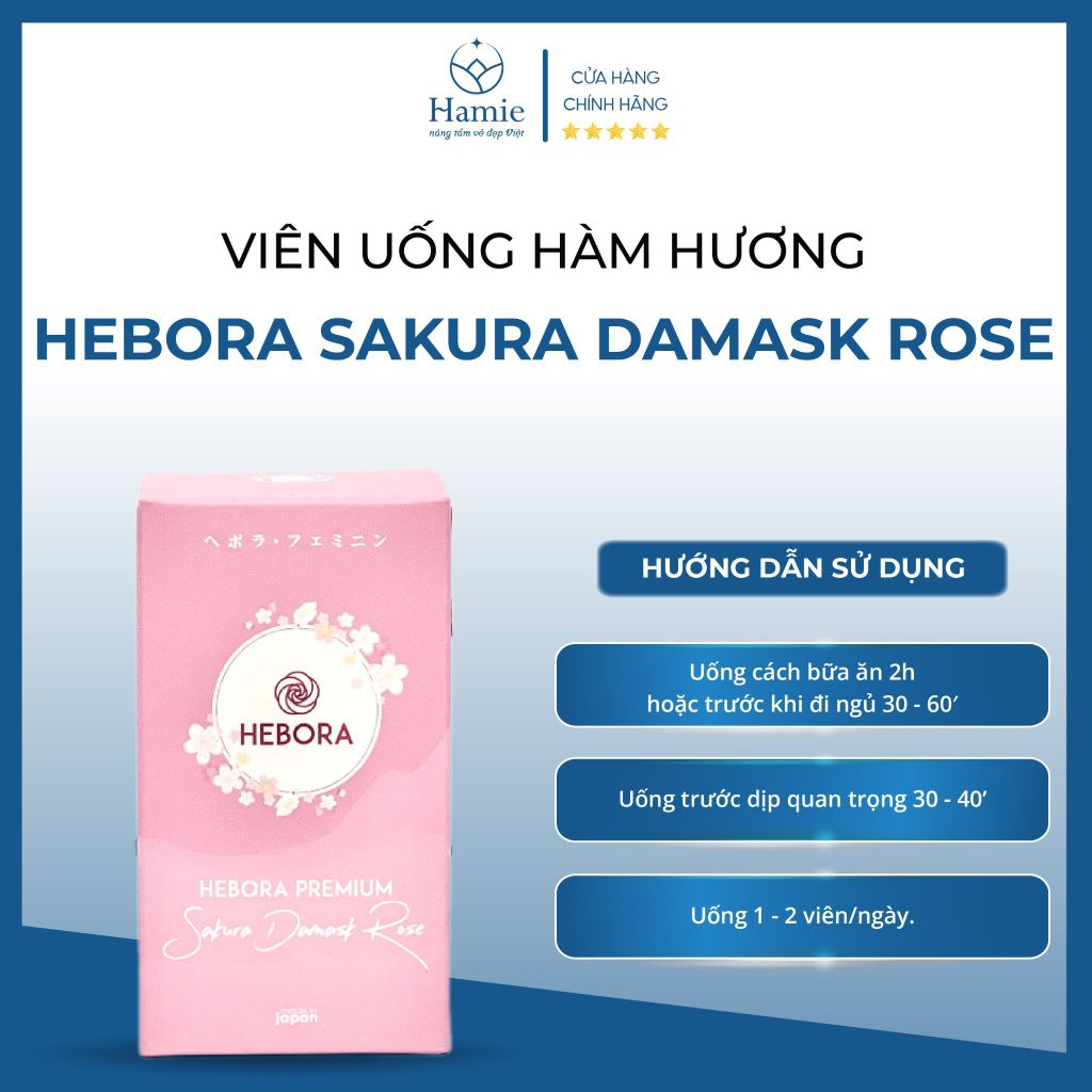 Viên Uống Thơm Hebora Sakura Damask Rose 60 Viên Nhật Bản