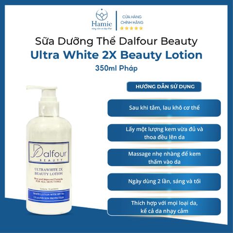 Sữa Dưỡng Thể Dalfour Beauty Ultra White 2X Beauty Lotion 350ml Pháp