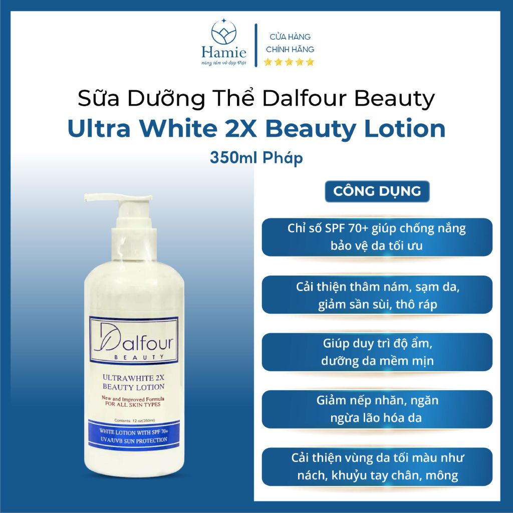 Sữa Dưỡng Thể Dalfour Beauty Ultra White 2X Beauty Lotion 350ml Pháp