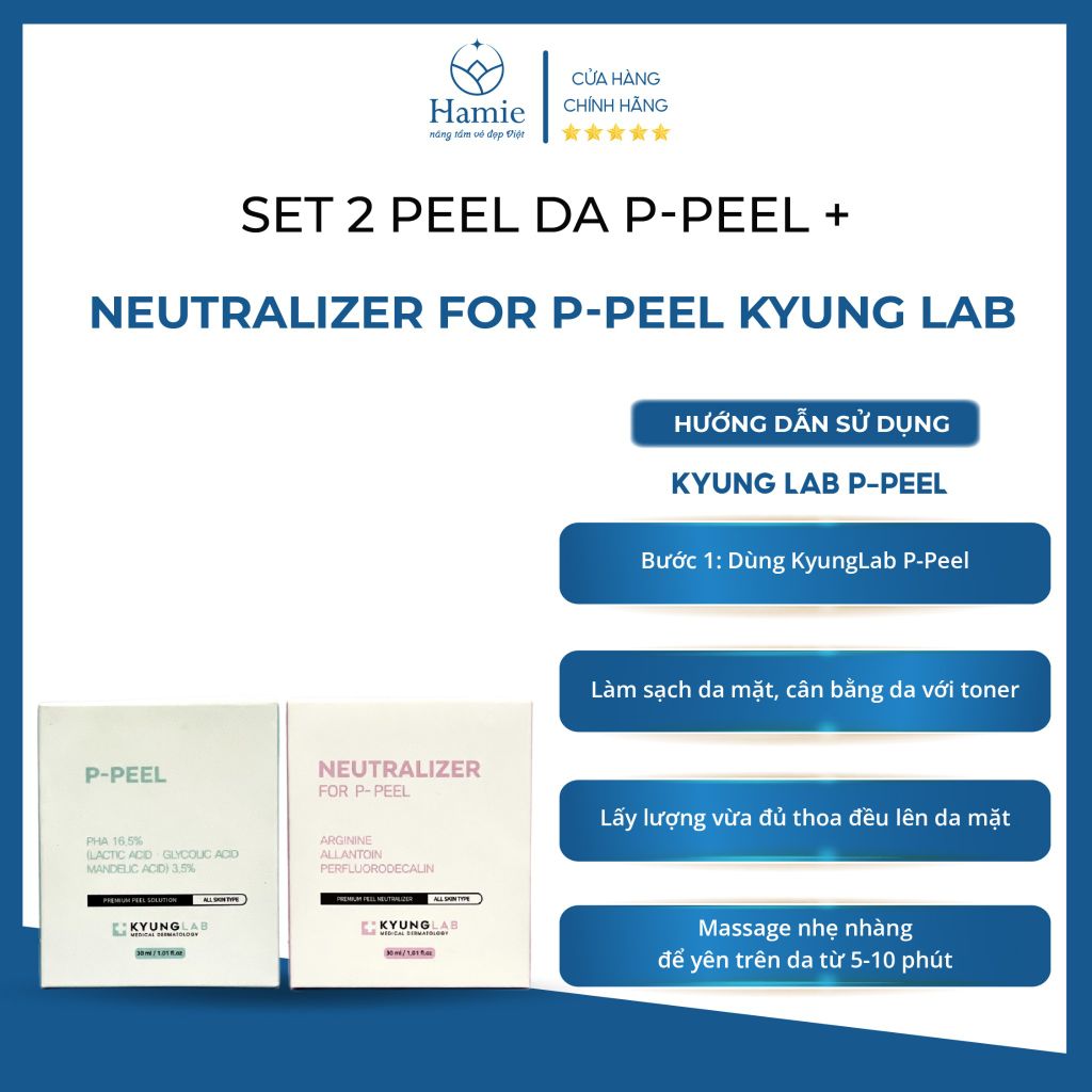 Set 2 Peel Da P-Peel + Neutralizer For P-Peel Kyung Lab 2 chai x 30ml Hàn Quốc