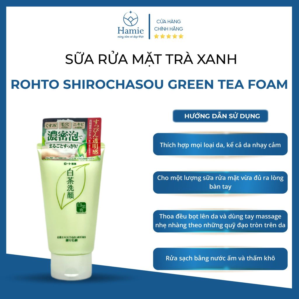 Sữa Rửa Mặt Rohto Nhật Trà Xanh Shirochasou Green Tea Foam 120gr