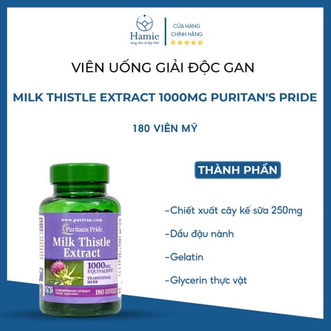 Giải Độc Gan Milk Thistle Extract 1000mg Puritan's Pride 180 Viên Mỹ
