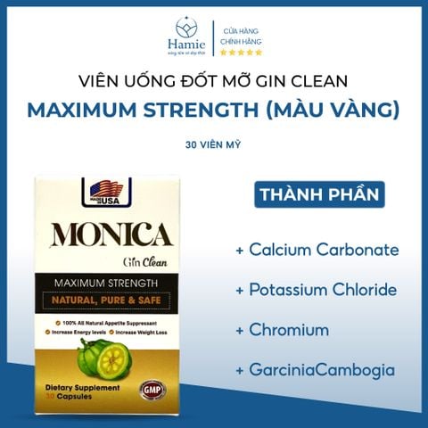 Đốt Mỡ Siết Cơ Gin Clean - Viên Uống Giảm Cân Monica Gin 30 Viên Mỹ