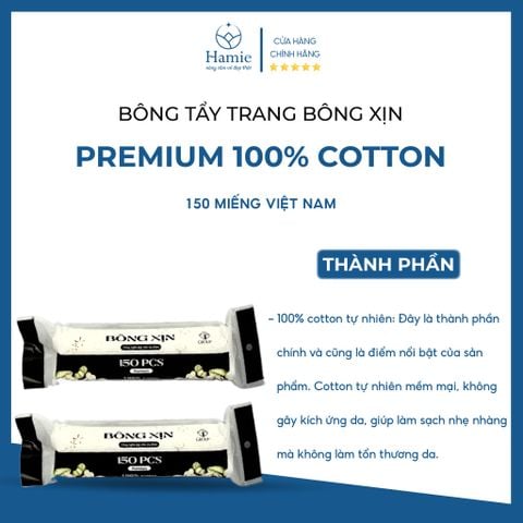 Bông Tẩy Trang Bông Xịn Premium 100% Cotton 150 Miếng Việt Nam