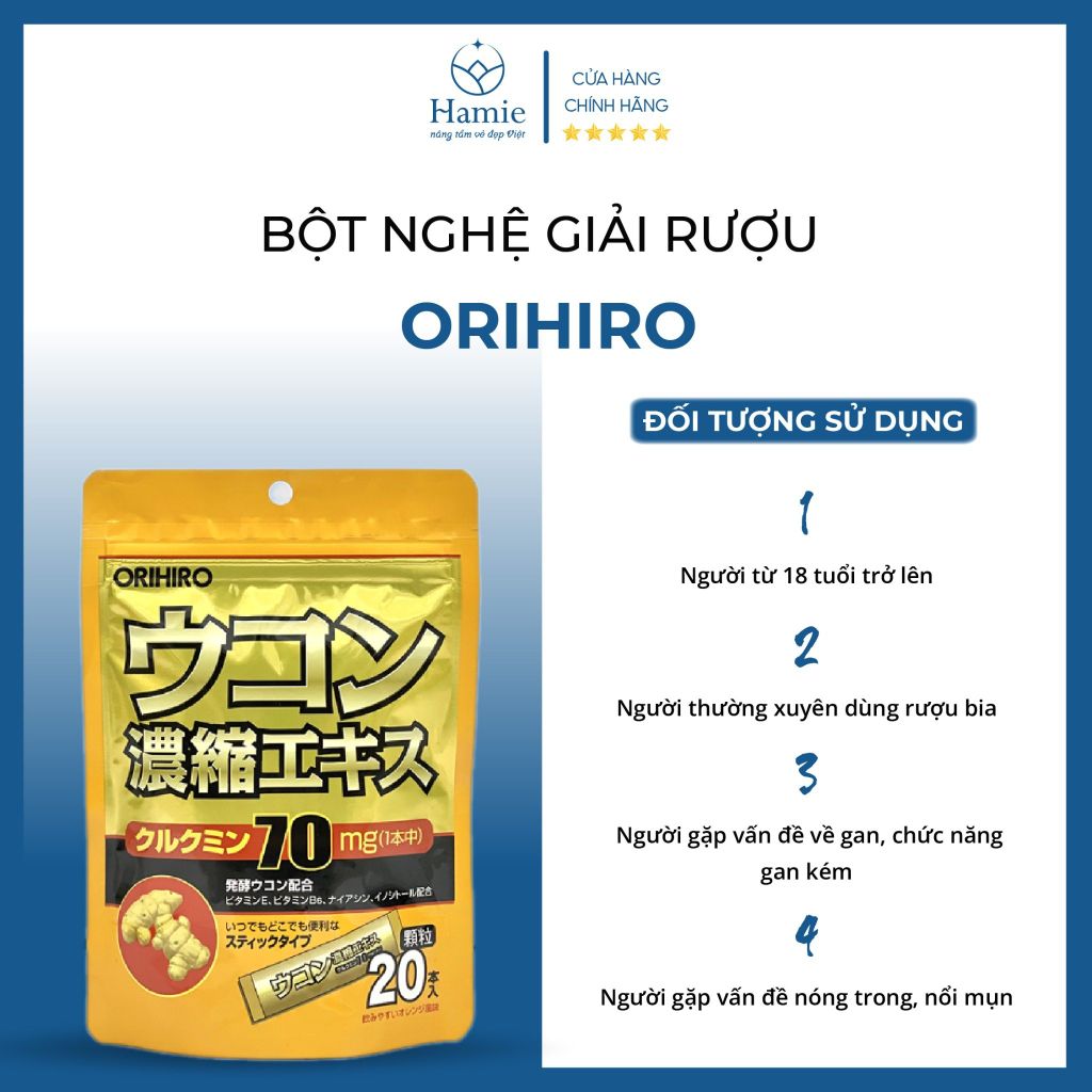 Bột Nghệ Giải Rượu Orihiro Nghệ 20 Gói Nhật Bản