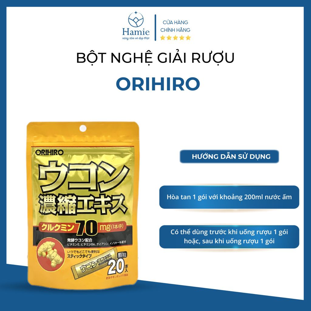 Bột Nghệ Giải Rượu Orihiro Nghệ 20 Gói Nhật Bản