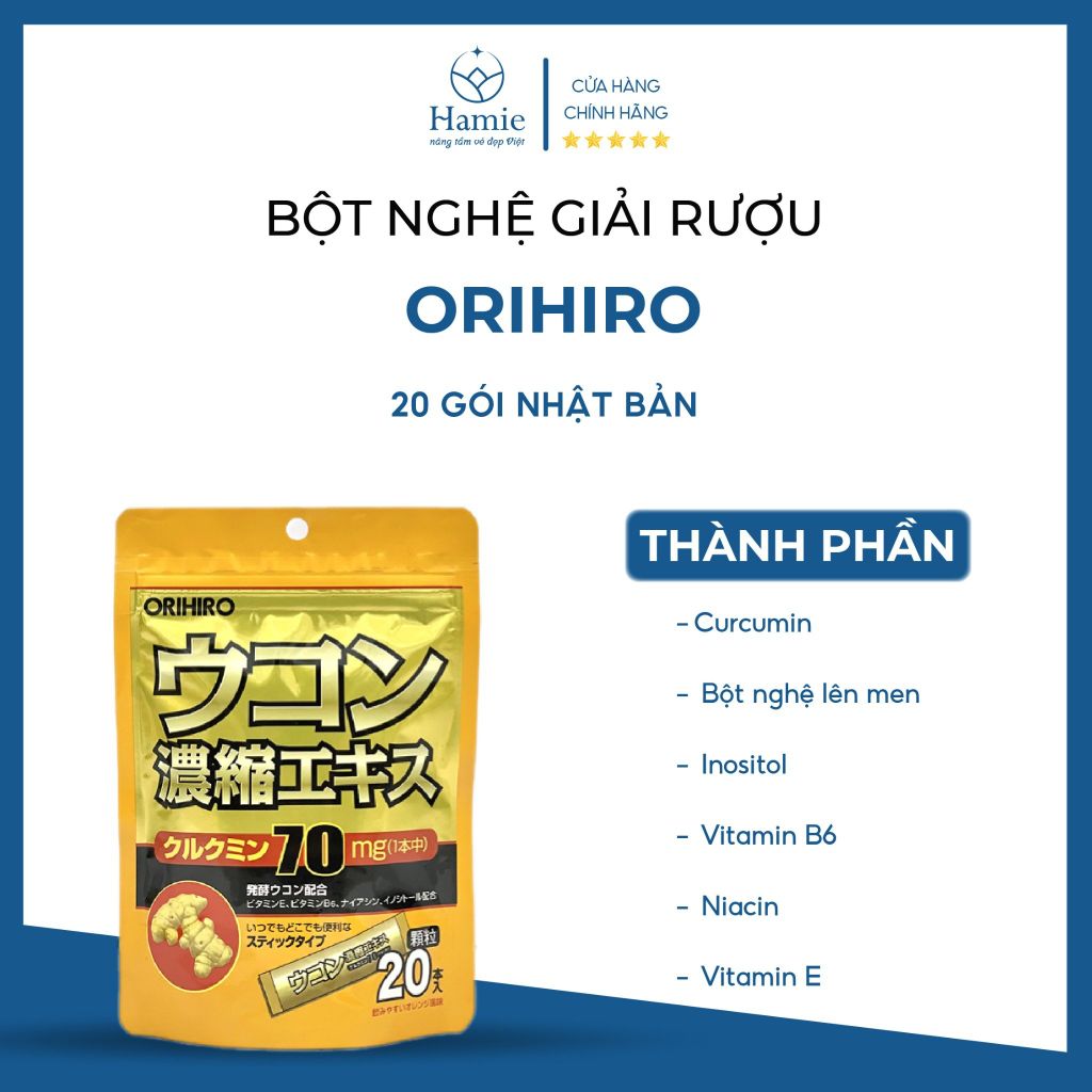 Bột Nghệ Giải Rượu Orihiro Nghệ 20 Gói Nhật Bản