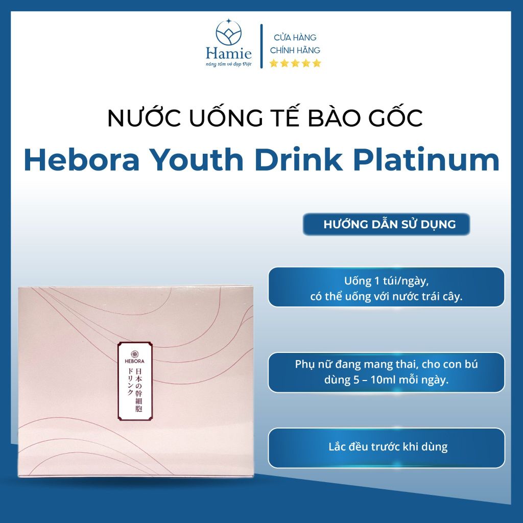Nước Nhau Thai Tế Bào Gốc Hebora Youth Drink Platinum 16ml x 28 Gói Nhật Bản