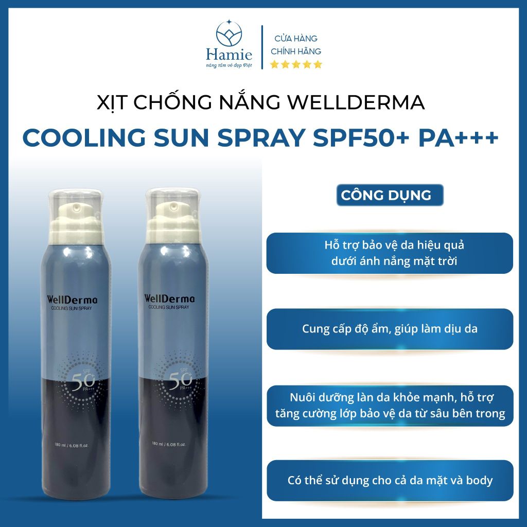 Xịt Chống Nắng Wellderma G Plus Cooling Sun Spray 180ml Hàn Quốc
