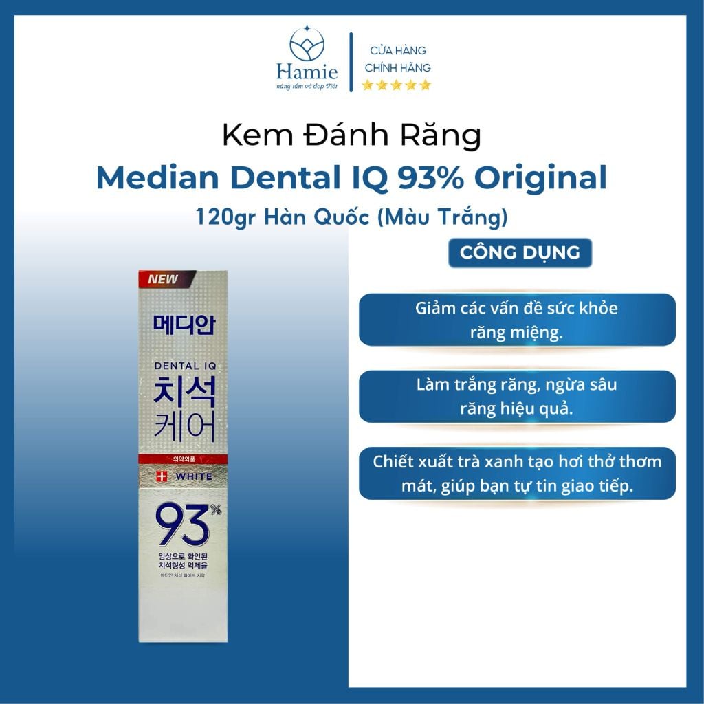 Kem Đánh Răng Trắng Median Dental IQ 93% Original 120gr Hàn Quốc