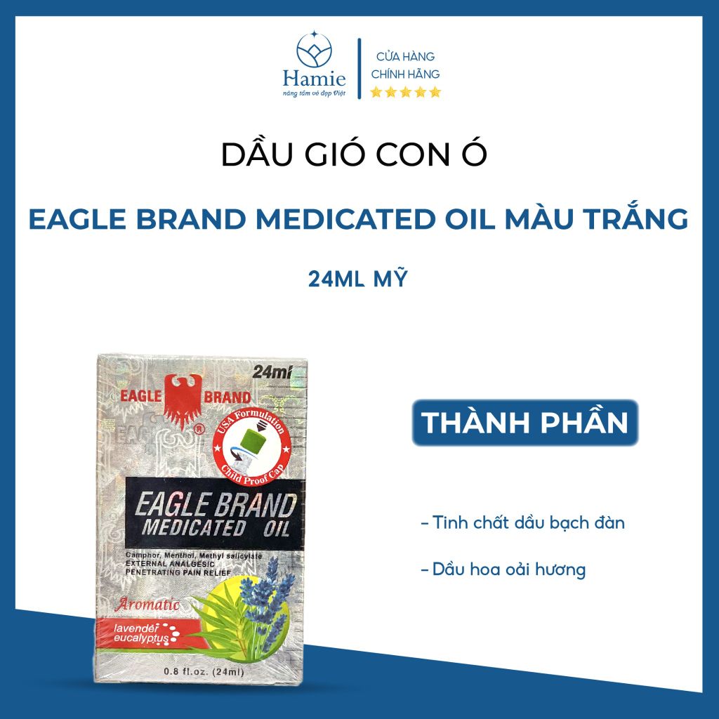 Eagle Brand Medicated Oil Dầu Gió Con Ó Màu Trắng 24ml Mỹ