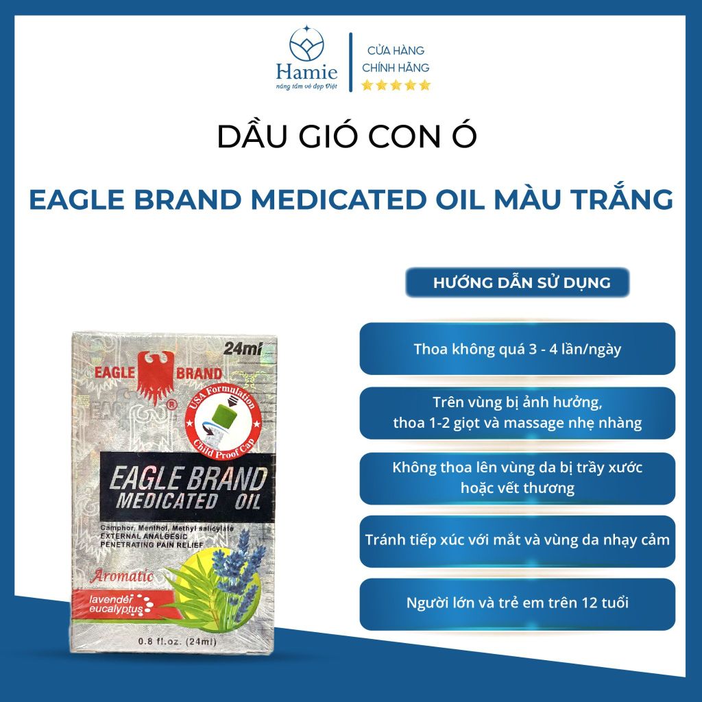 Eagle Brand Medicated Oil Dầu Gió Con Ó Màu Trắng 24ml Mỹ