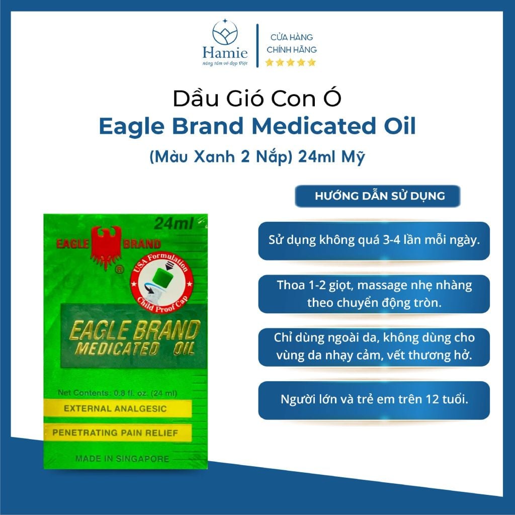 Dầu Gió Con Ó Eagle Brand Medicated Oil 24ml Mỹ