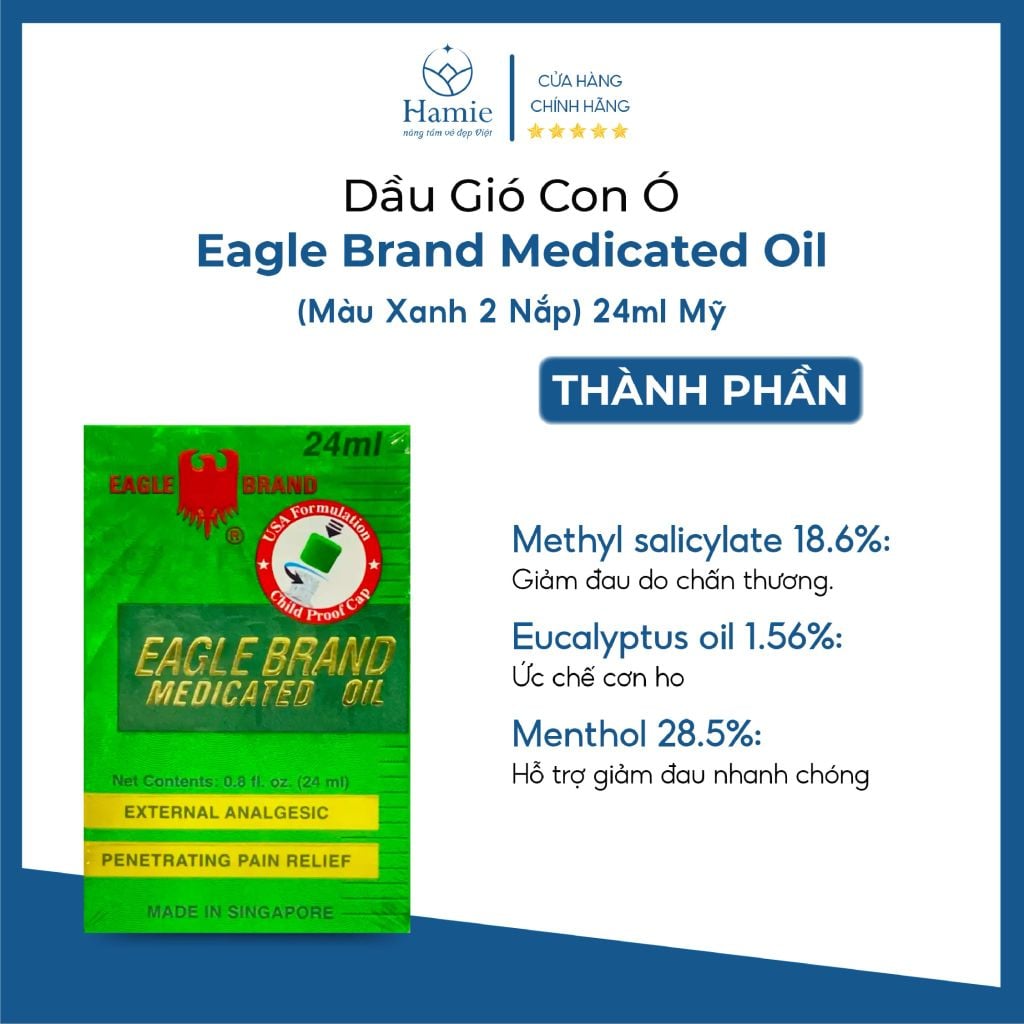 Dầu Gió Con Ó Eagle Brand Medicated Oil 24ml Mỹ