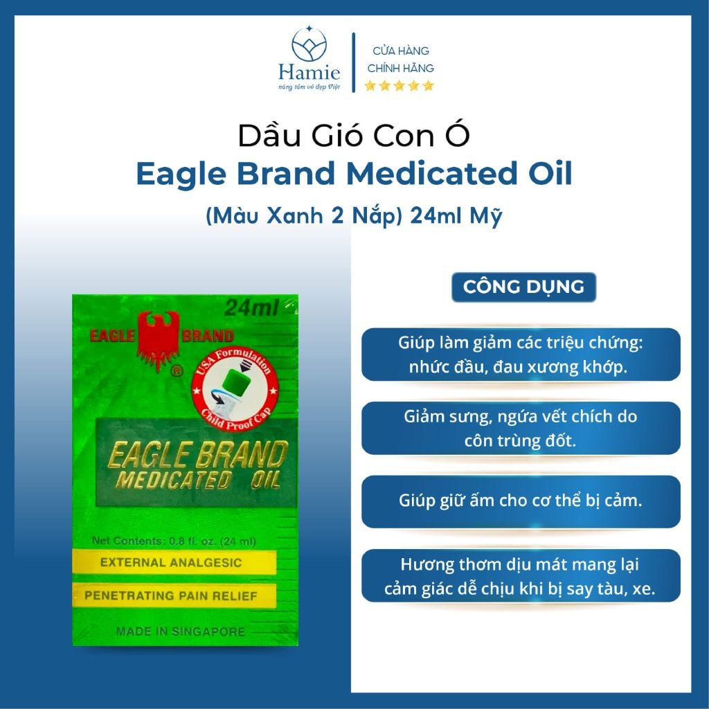 Dầu Gió Con Ó Eagle Brand Medicated Oil 24ml Mỹ