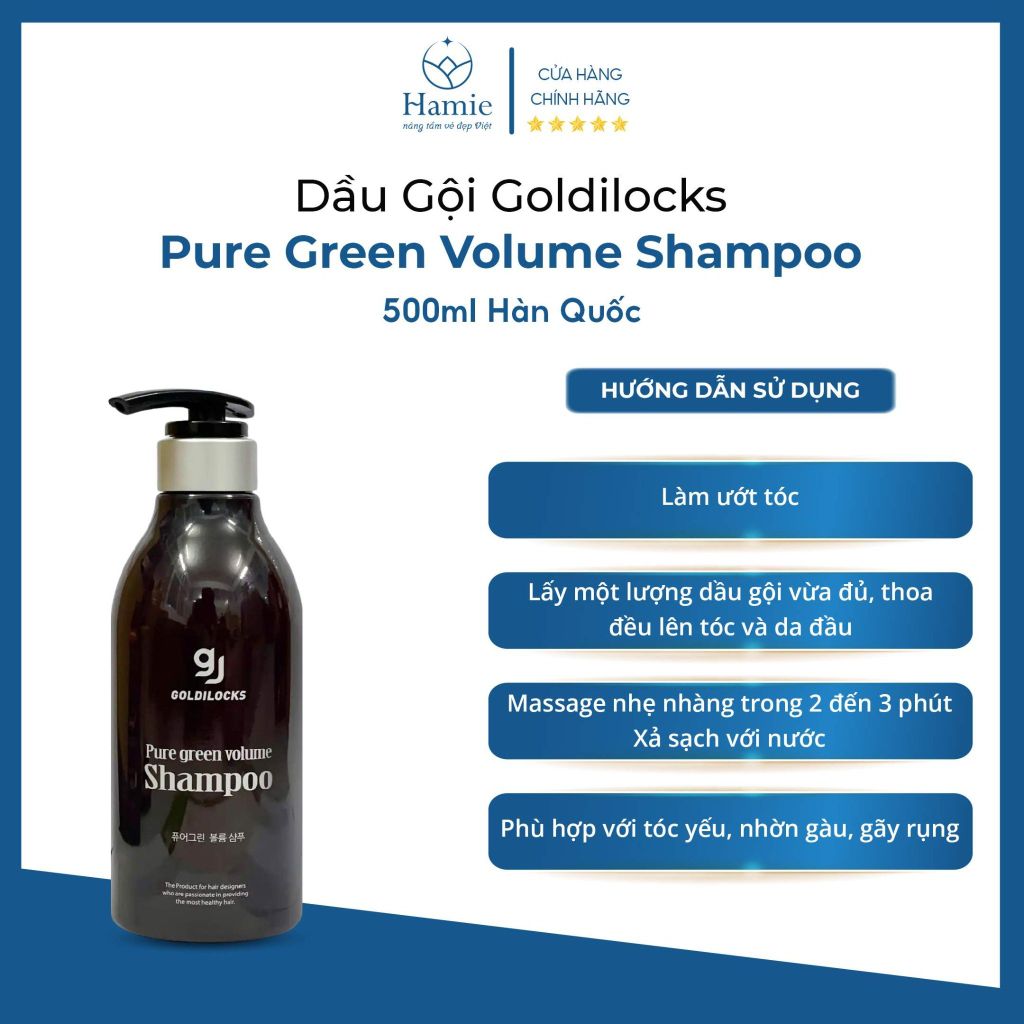 Dầu Gội Tóc Khô Goldilocks Pure Green Soft Shampoo 500ml Hàn Quốc
