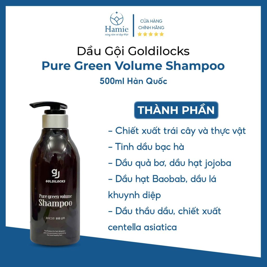 Dầu Gội Tóc Khô Goldilocks Pure Green Soft Shampoo 500ml Hàn Quốc