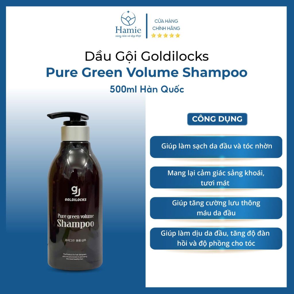 Dầu Gội Tóc Khô Goldilocks Pure Green Soft Shampoo 500ml Hàn Quốc