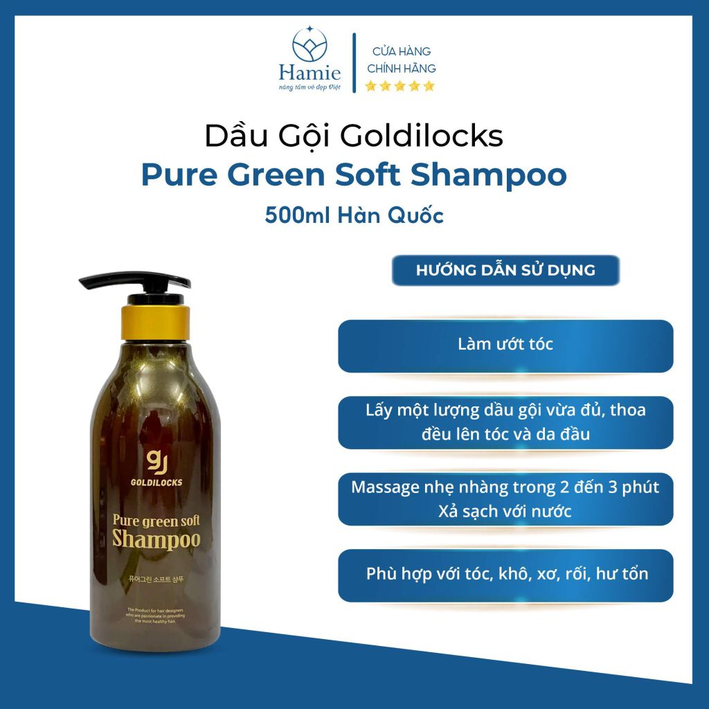Dầu Gội Mọc Tóc Goldilocks Pure Green Volume Shampoo 500ml Hàn Quốc