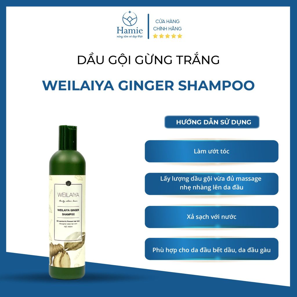 Dầu Gội Gừng Trắng Weilaiya Ginger Shampoo 400ml Hồng Kông