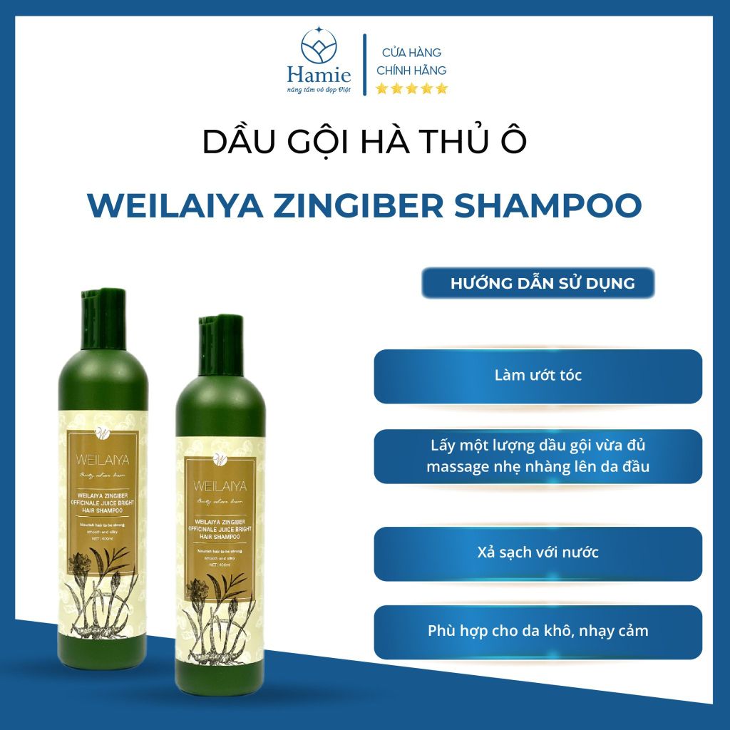Dầu Gội Gừng Hà Thủ Ô Weilaiya Zingiber Shampoo 400ml Hồng Kông