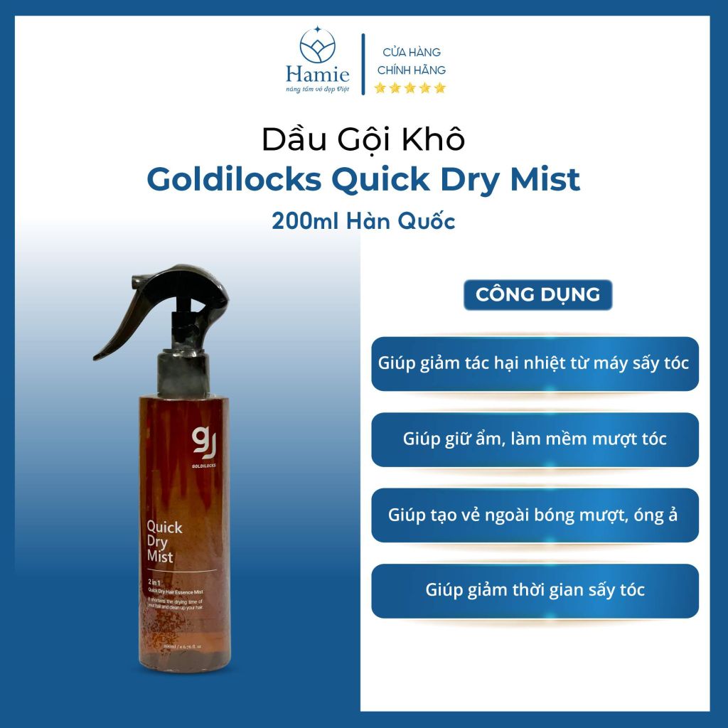 Dầu Gội Khô Goldilocks Quick Dry Mist 200ml Hàn Quốc