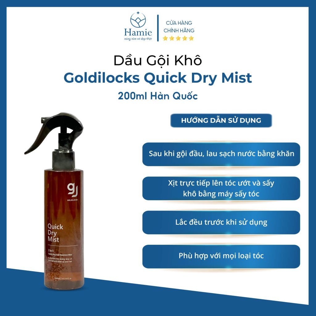Dầu Gội Khô Goldilocks Quick Dry Mist 200ml Hàn Quốc