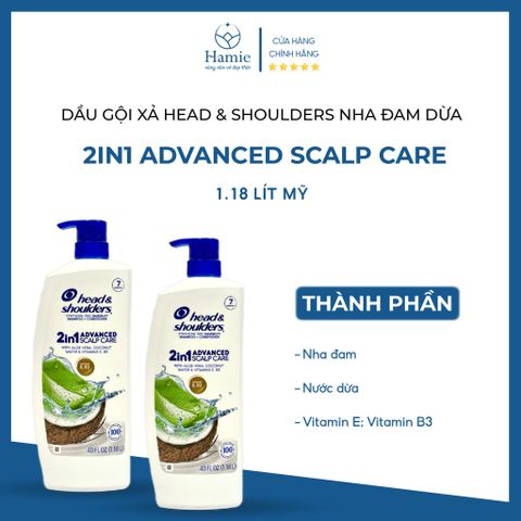 Dầu Gội Xả Head & Shoulders Nha Đam Dừa 2in 1.18 Lít Mỹ