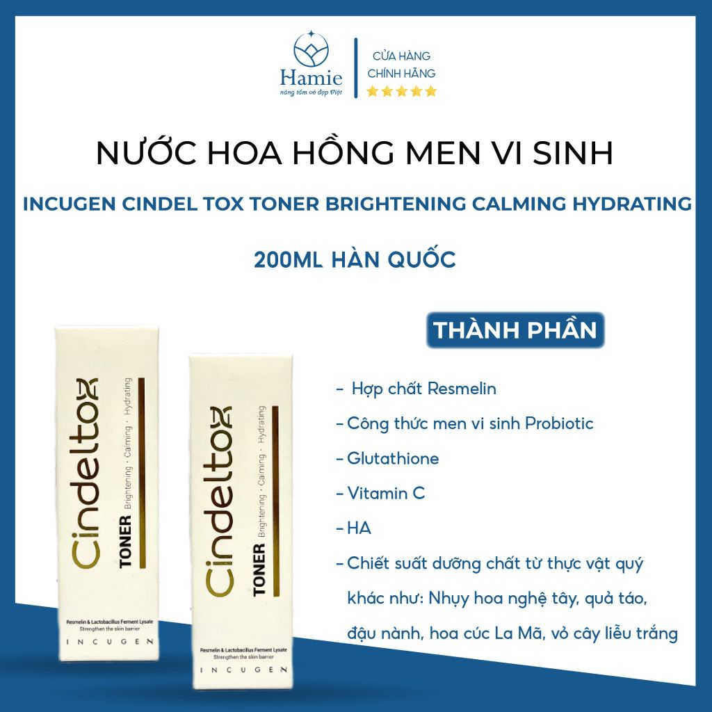 Nước Hoa Hồng Dưỡng Trắng Da Incugen Cindel Tox Toner 200ml Hàn Quốc
